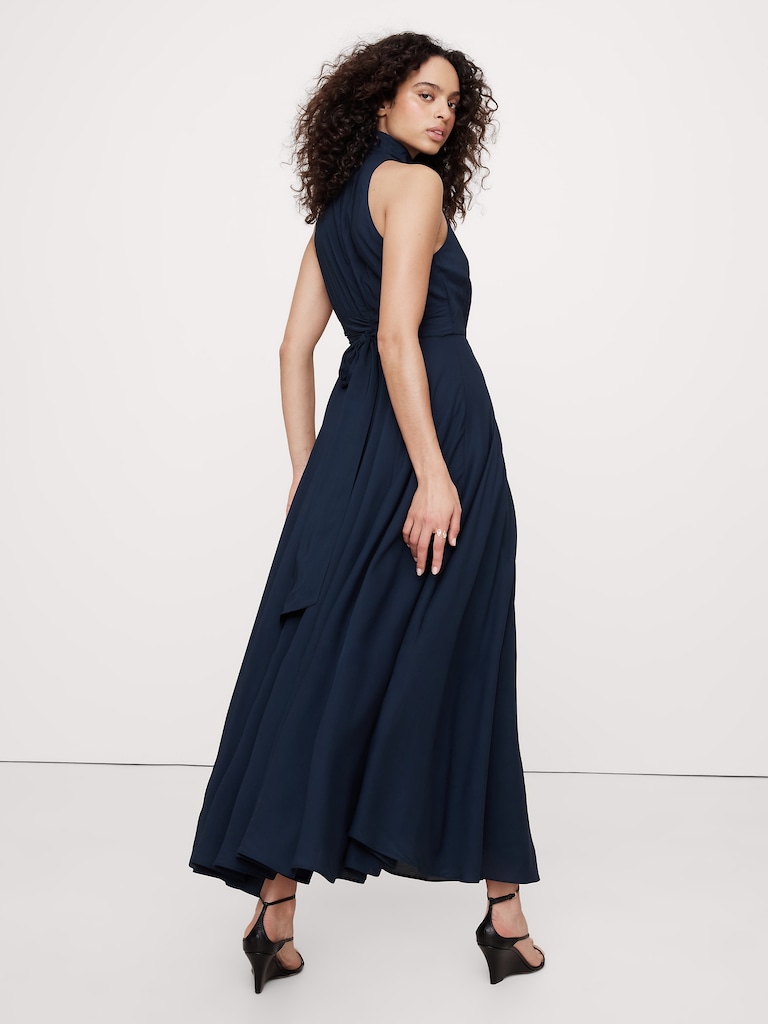 Stretch-Crepe Maxi Dress