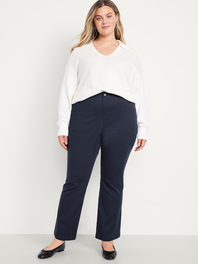 High-Waisted Uniform Boot-Cut Pants
