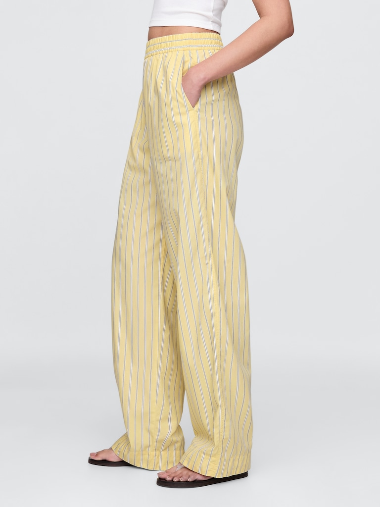 Organic Cotton Poplin Easy Wide-Leg Pants