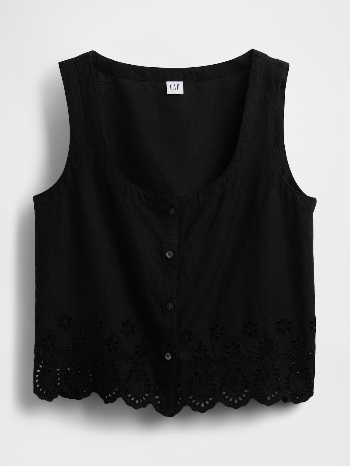 Linen-Blend Embroidered Vest