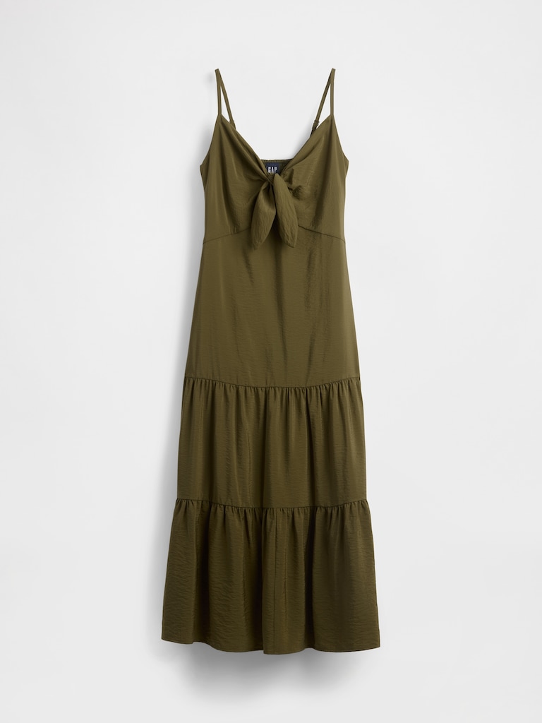 Tie-Front Tiered Maxi Dress