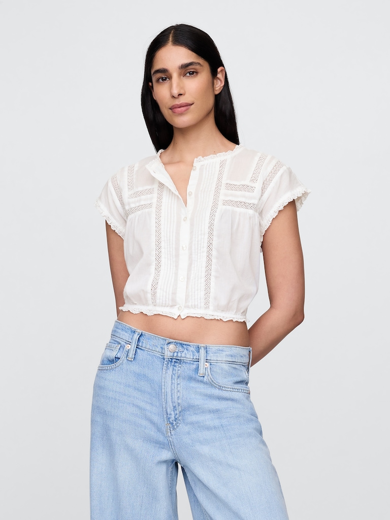 Ruffle Pintuck Crop Top