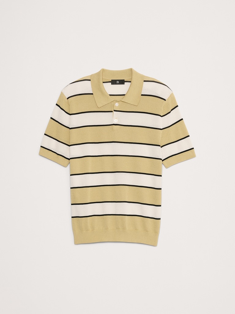 Superfine Cotton Mesh Sweater Polo