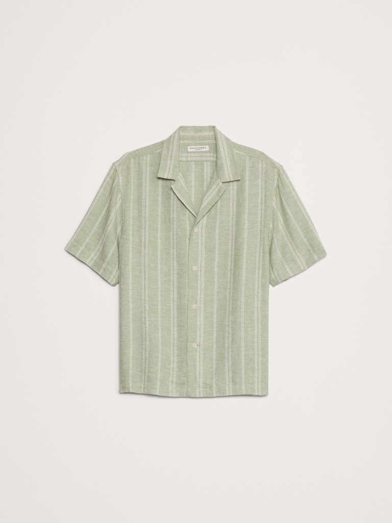 Standard-Fit Stripe Linen-Viscose Resort Shirt
