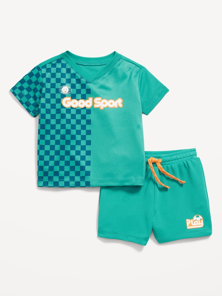 Mesh Graphic Top and Shorts Set for Baby