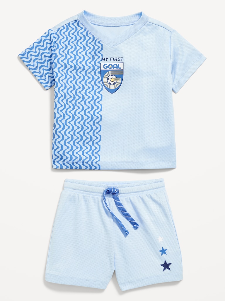 Mesh Graphic Top and Shorts Set for Baby