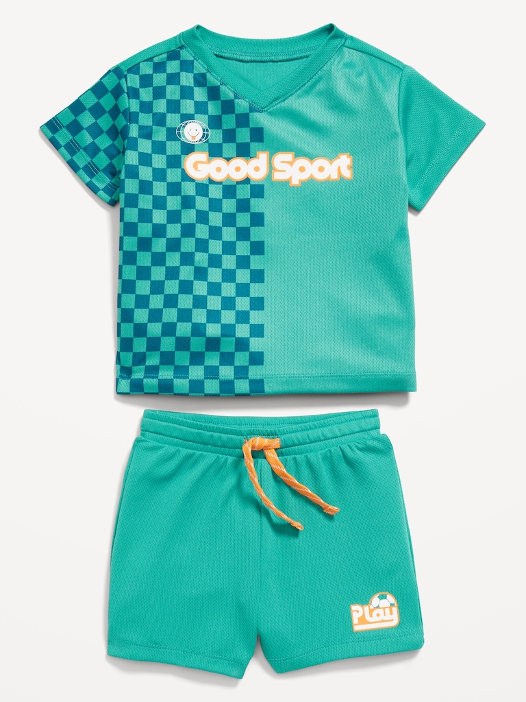 Mesh Graphic Top and Shorts Set for Baby