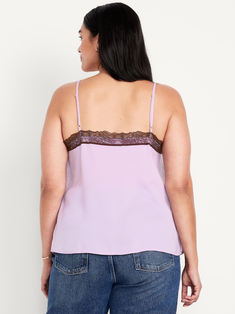 Lace-Trim Satin Cami Top