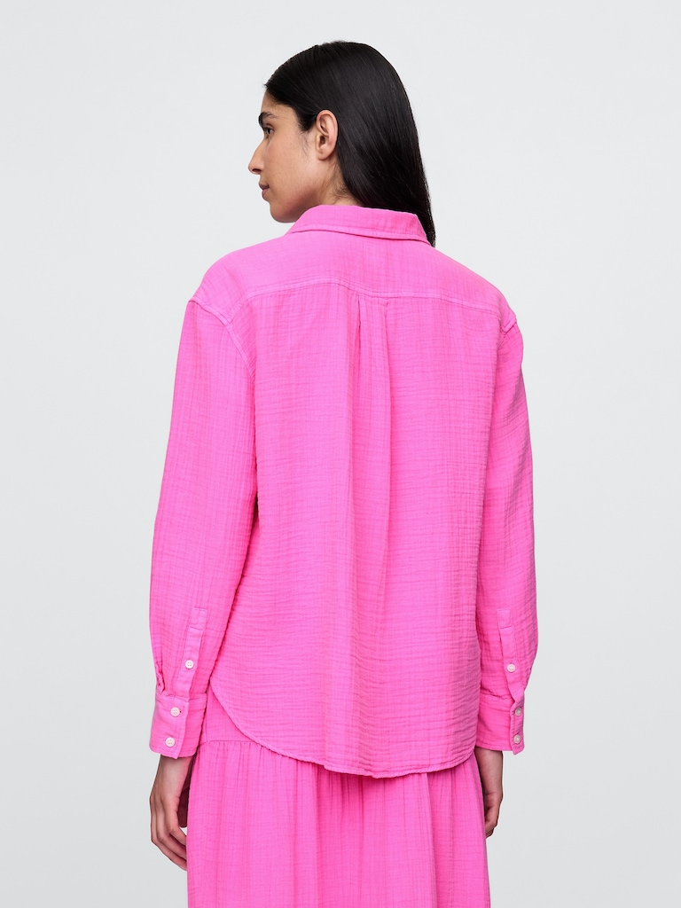 Cotton Gauze Button-Down Shirt