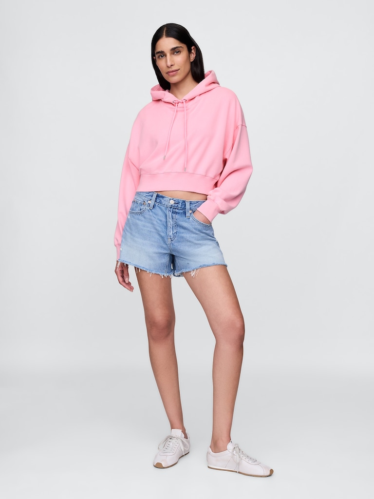 French Terry Oversized Crop Hoodie