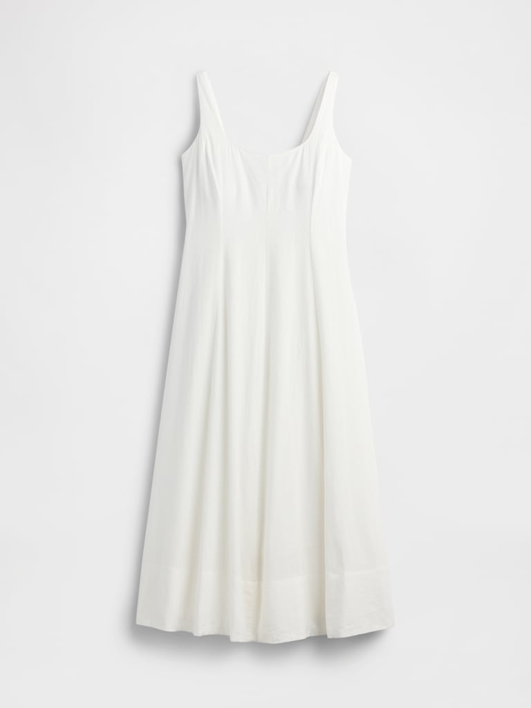 Linen-Blend Square-Neck Maxi Dress