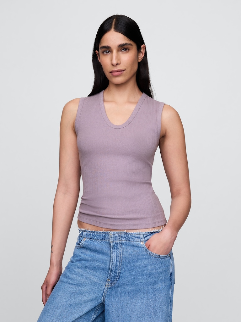 Sheer Modern Rib Tank Top