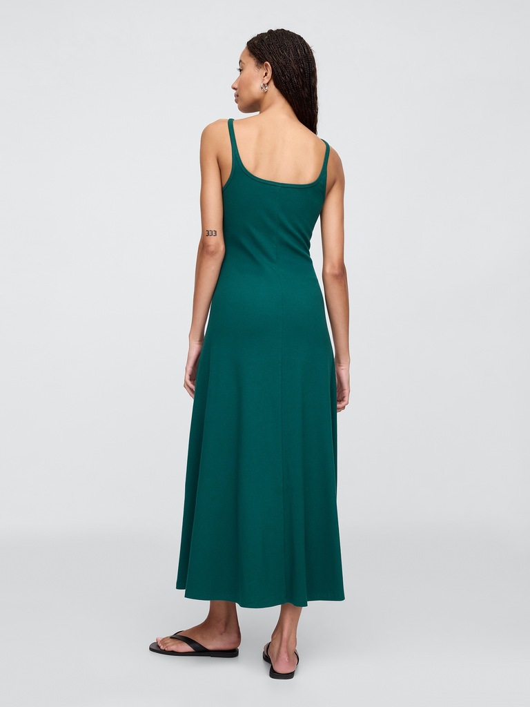 Ribbed Squareneck Midi Dress