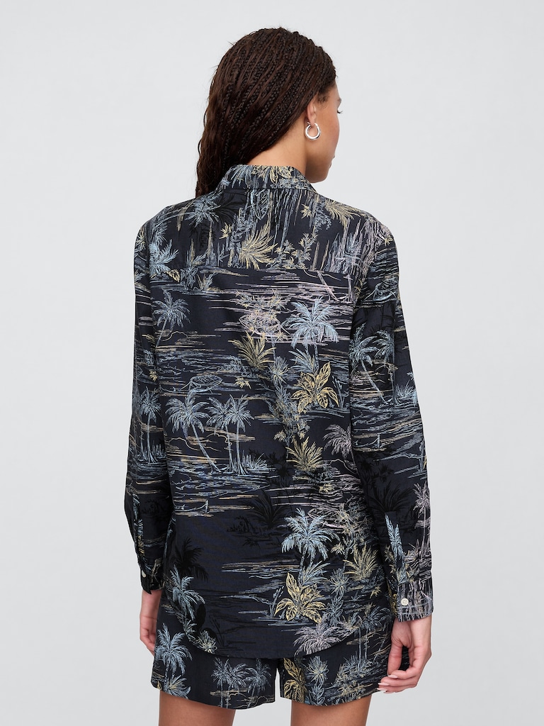 Linen-Blend Easy Shirt