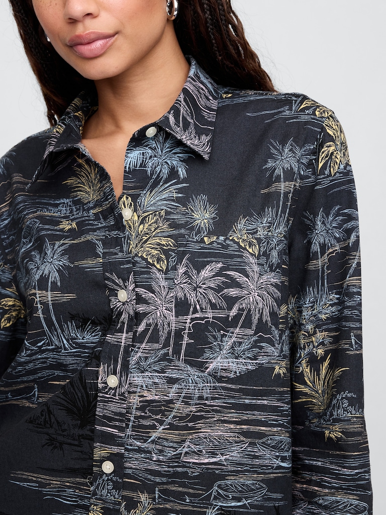 Linen-Blend Easy Shirt