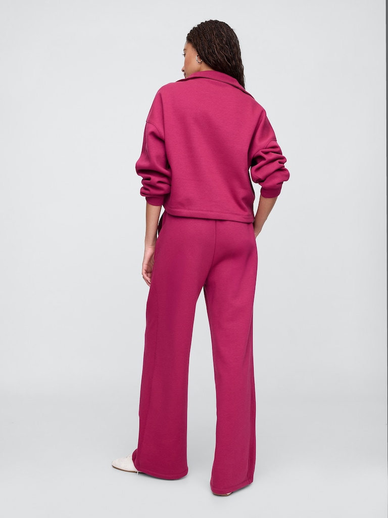 Fleece Rib-Seam Wide-Leg Pants