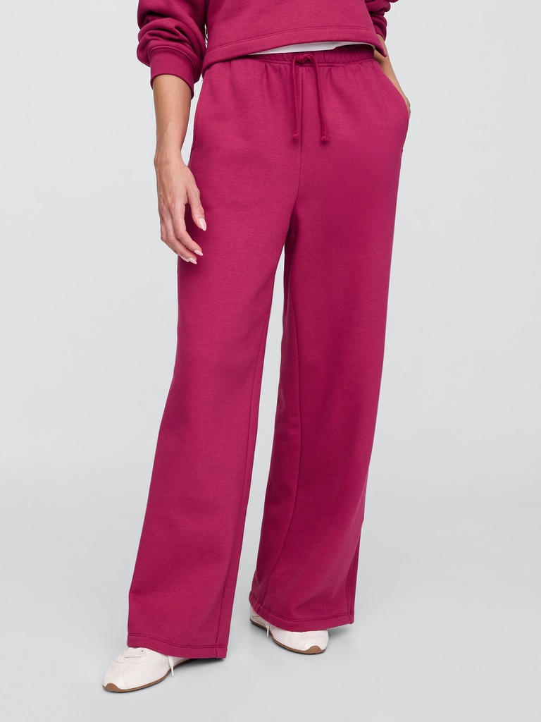 Fleece Rib-Seam Wide-Leg Pants