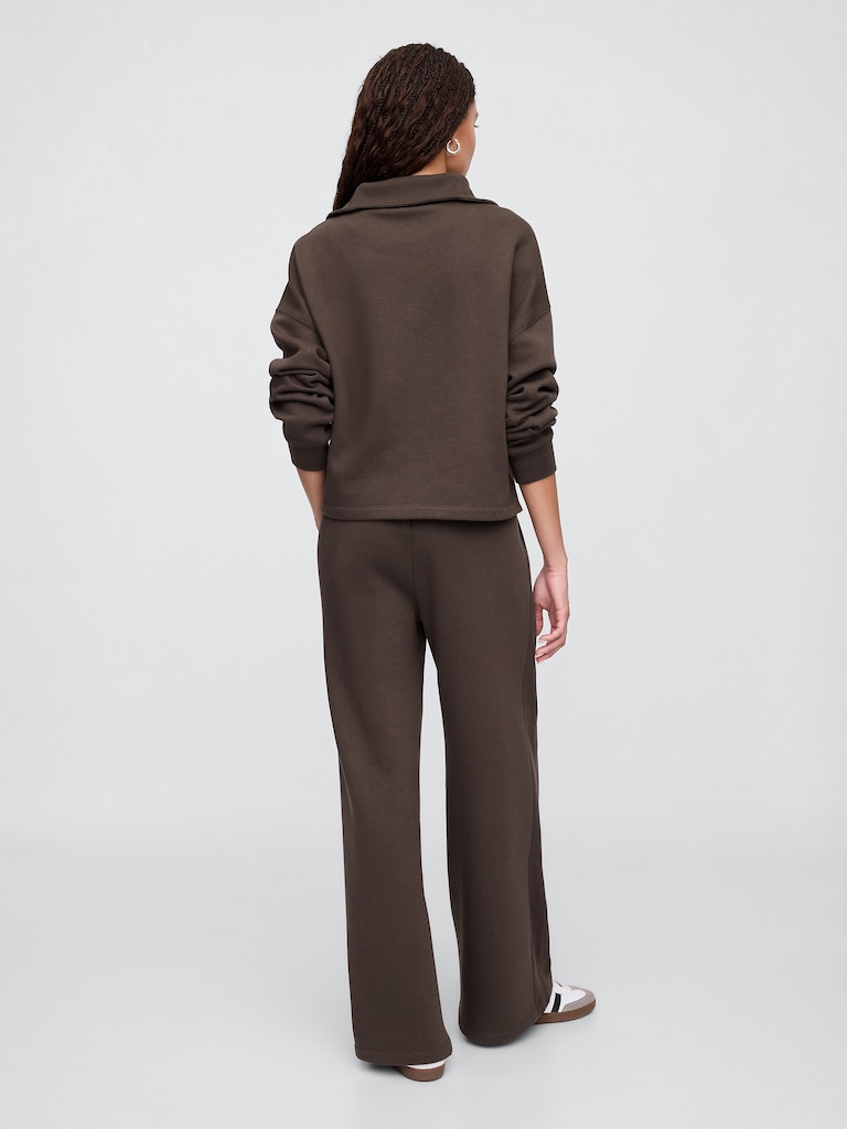 Fleece Rib-Seam Wide-Leg Pants