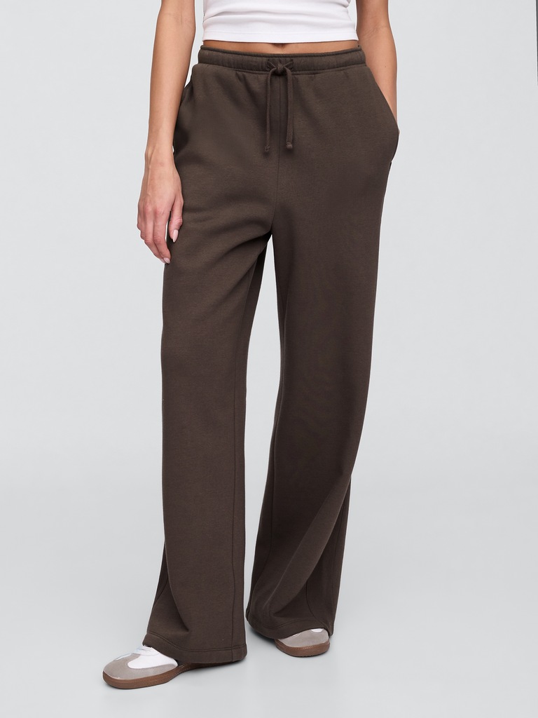 Fleece Rib-Seam Wide-Leg Pants