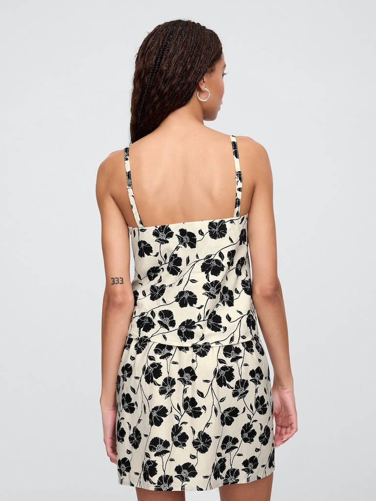 Linen-Blend Squareneck Top