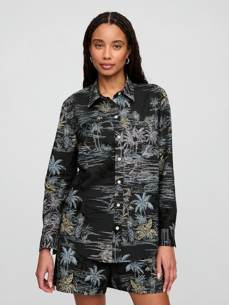 Linen-Blend Easy Shirt