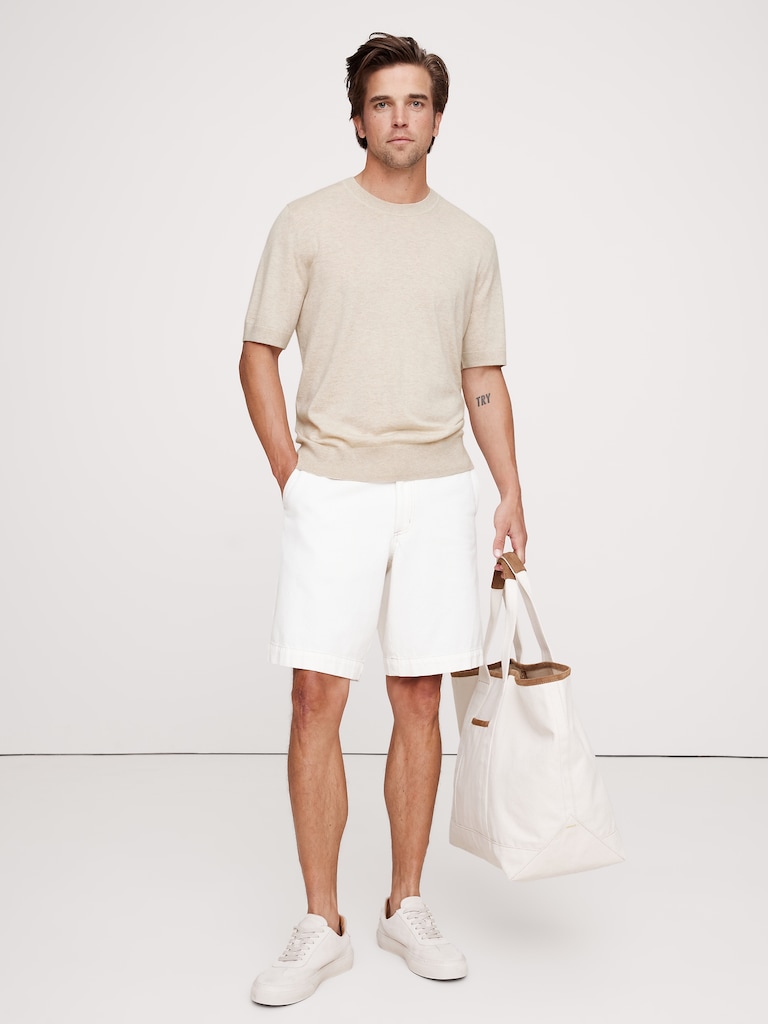 Cashmere-Silk Short-Sleeve Sweater