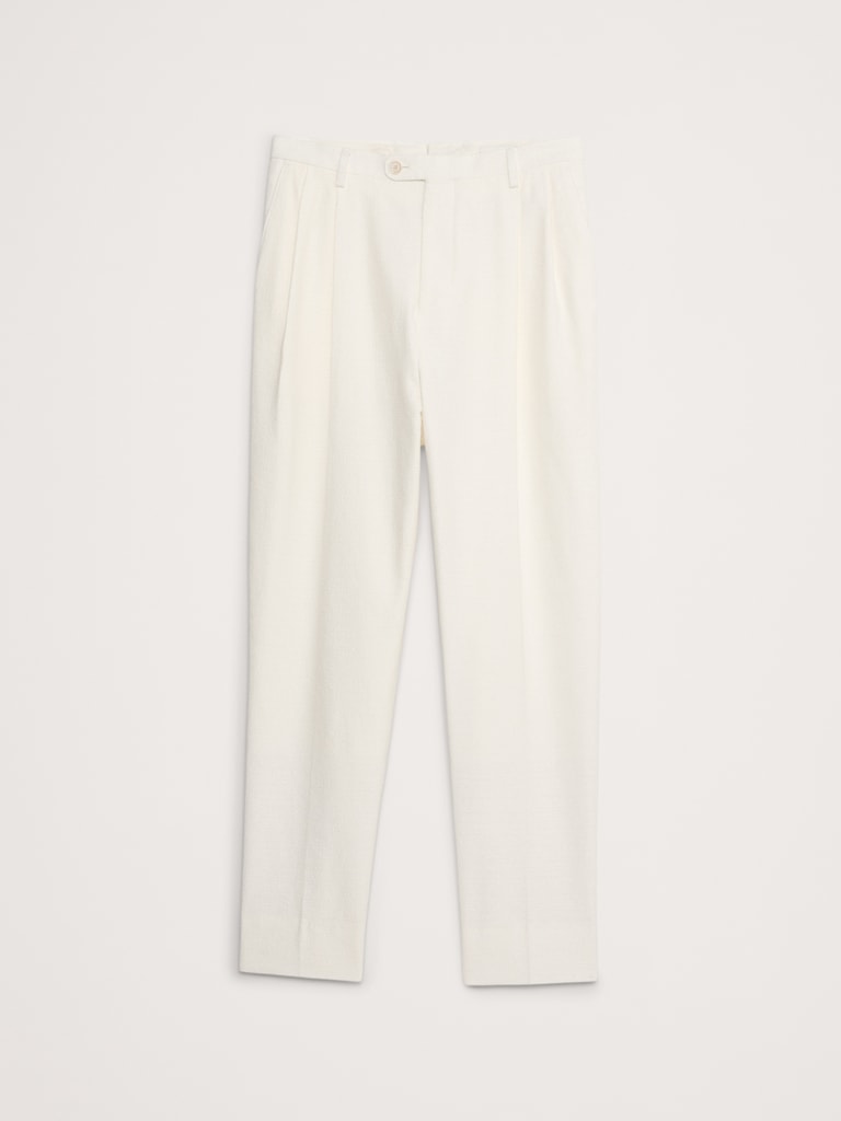 Pleated Cotton-Linen Blend Suit Pant