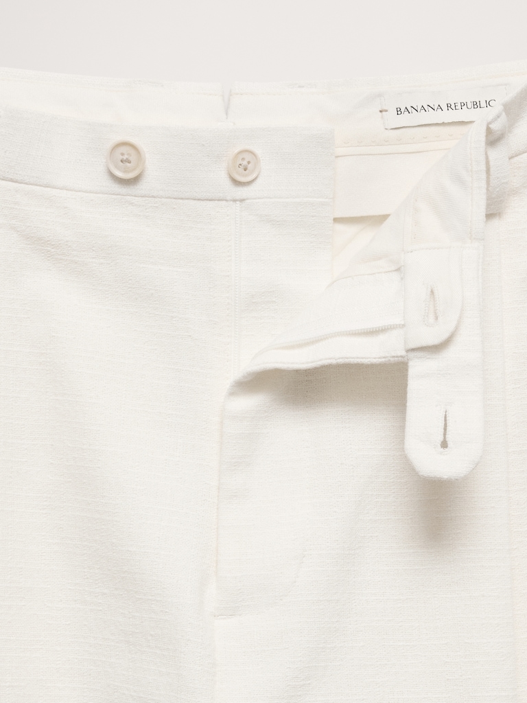 Pleated Cotton-Linen Blend Suit Pant