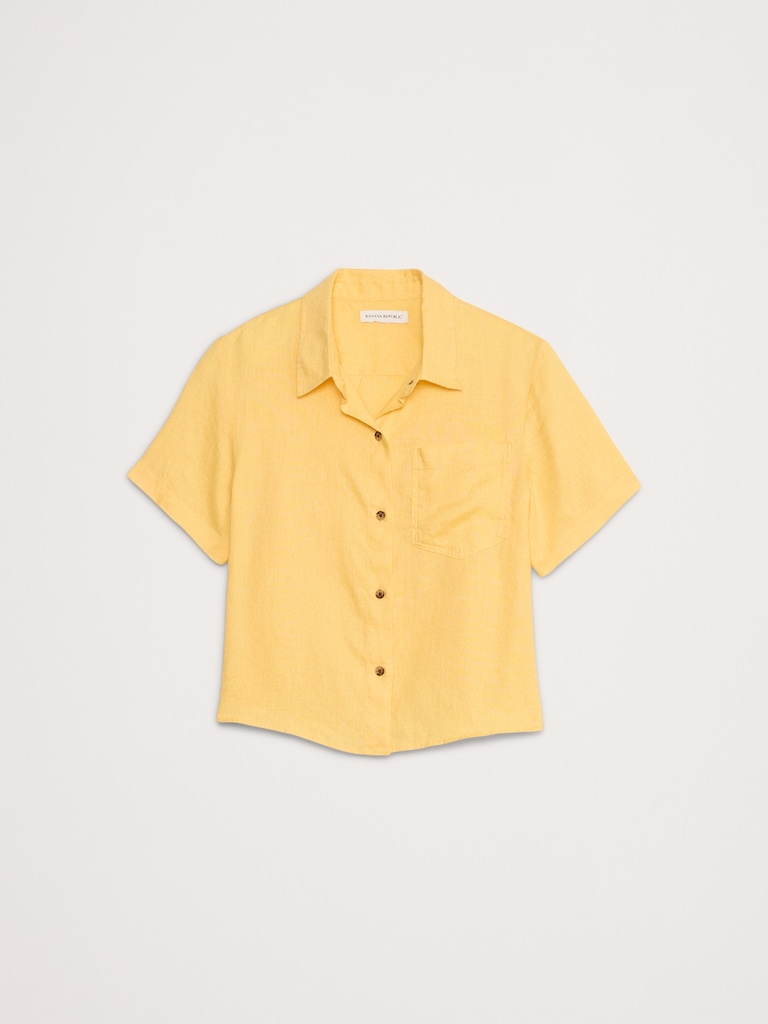 Boxy Linen Short-Sleeve Shirt