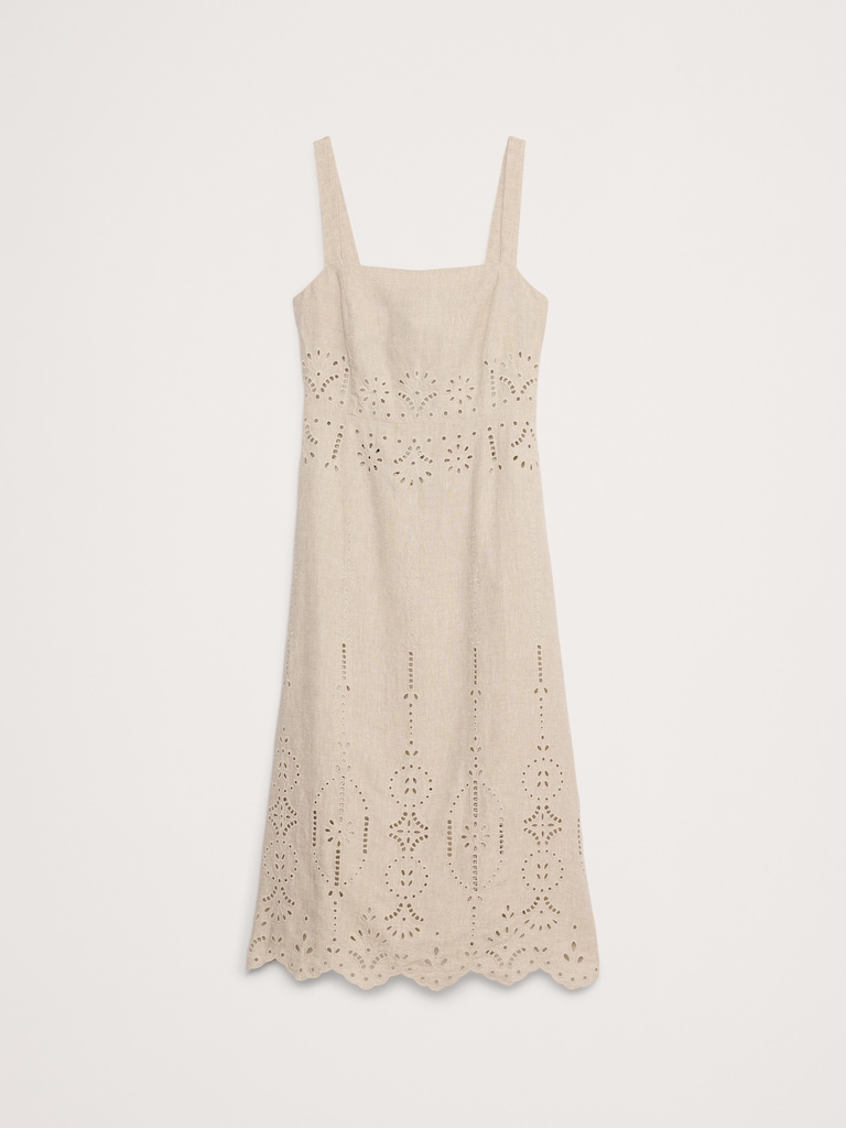 Eyelet Linen Midi Dress