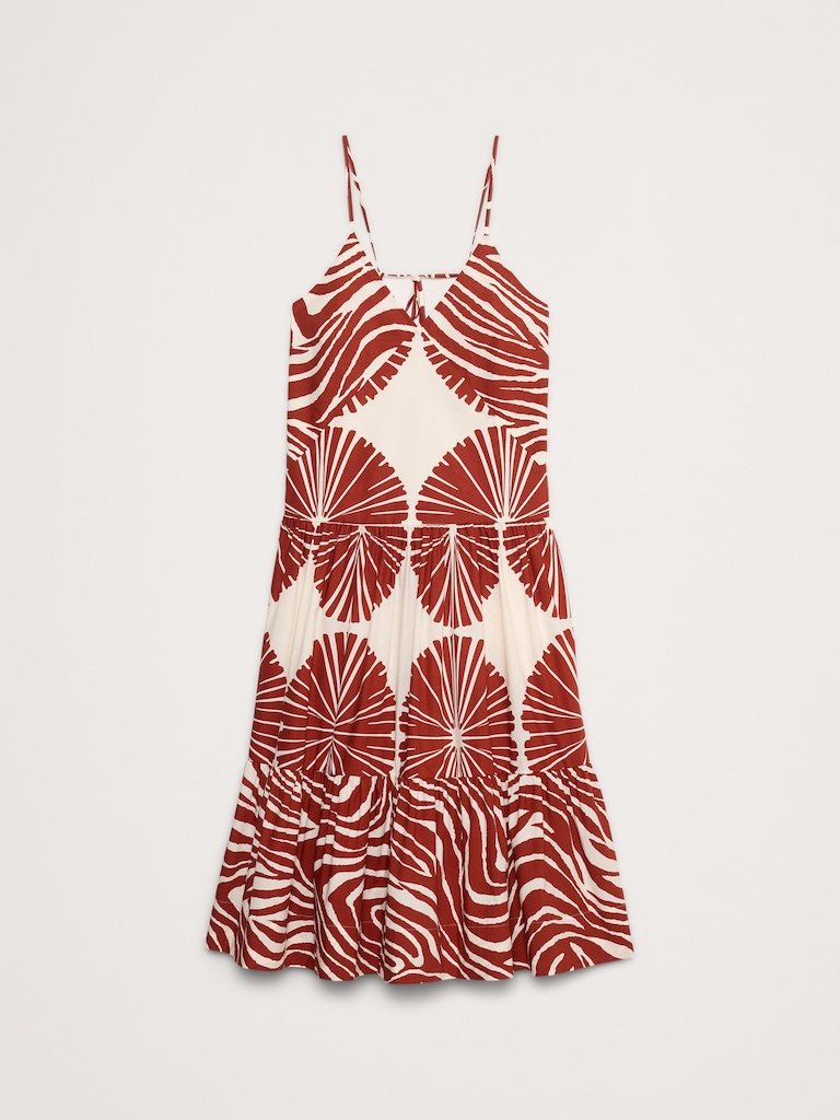 Cotton Poplin Tiered Midi Dress