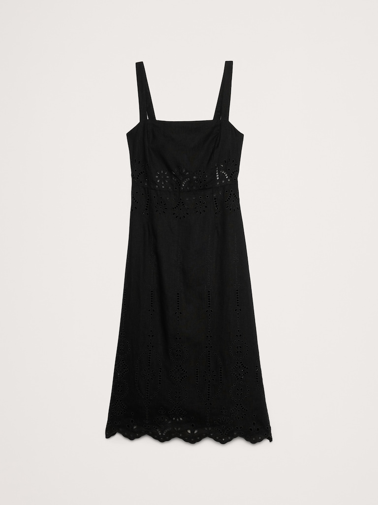 Eyelet Linen Midi Dress