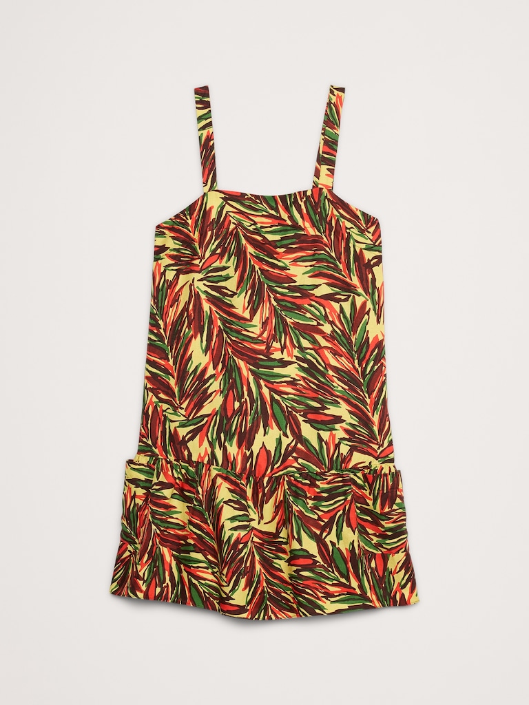 Viscose-Linen Flounce-Hem Mini Dress