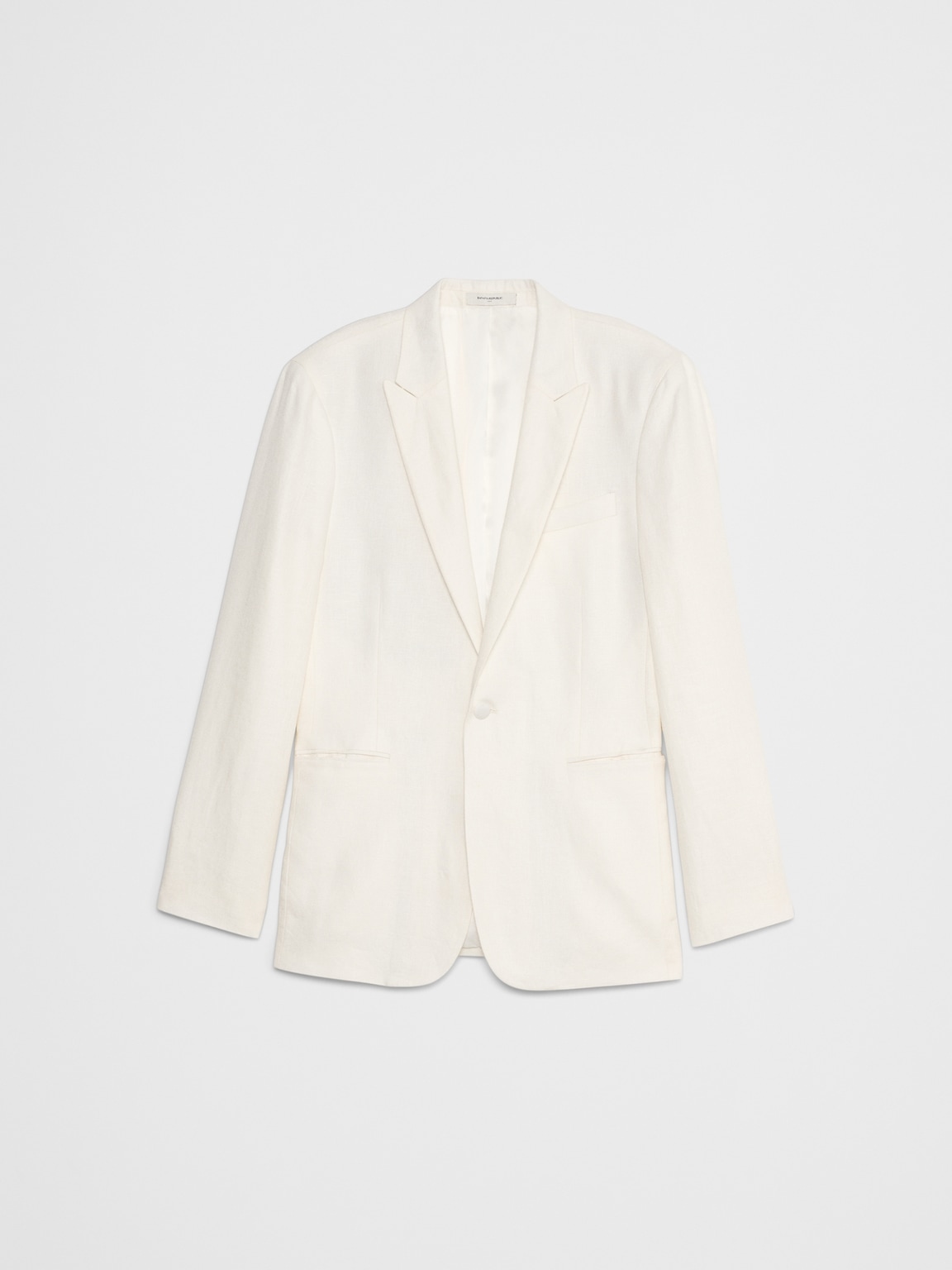 Tailored-Fit Linen White Tuxedo Jacket