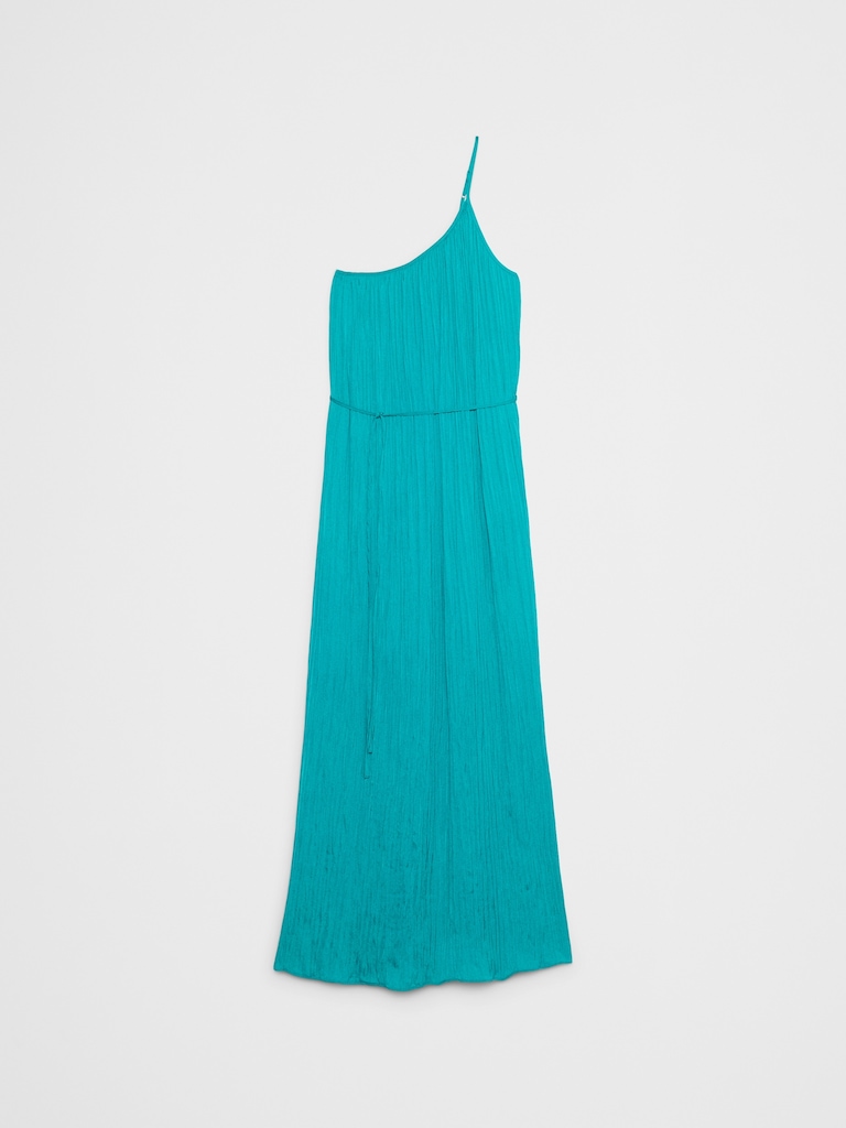 One-Shoulder Pleated Maxi Dress