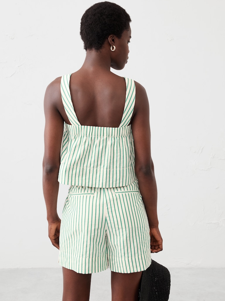 Seersucker Boxy Topstitch Tank