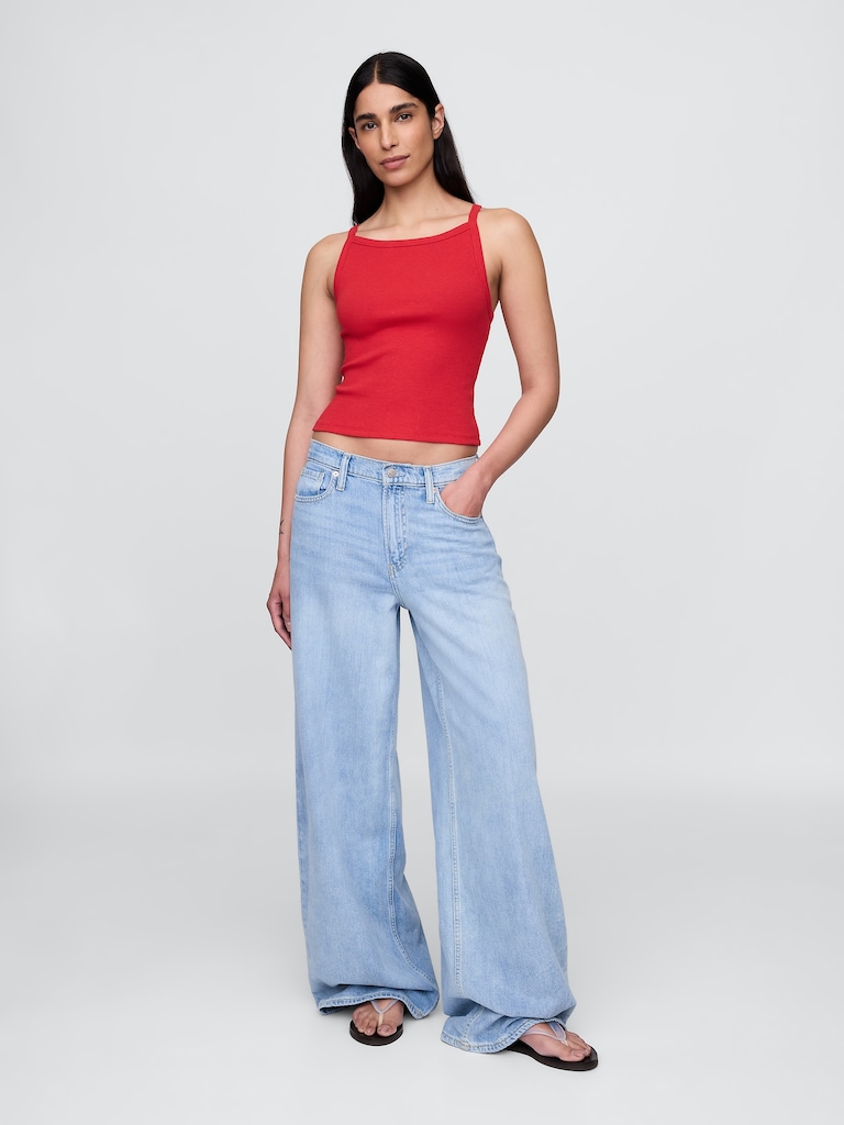 Modern Apron-Neck Crop Tank Top