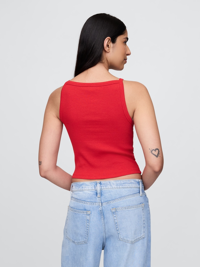 Modern Apron-Neck Crop Tank Top