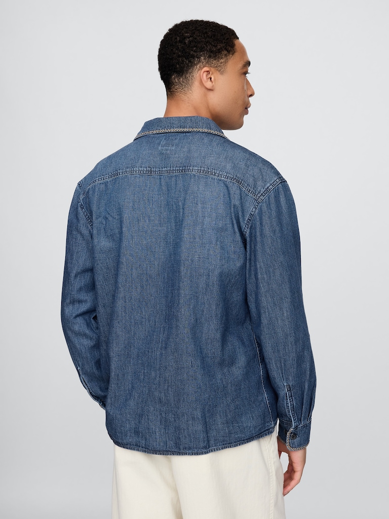 Embroidered Denim Shirt