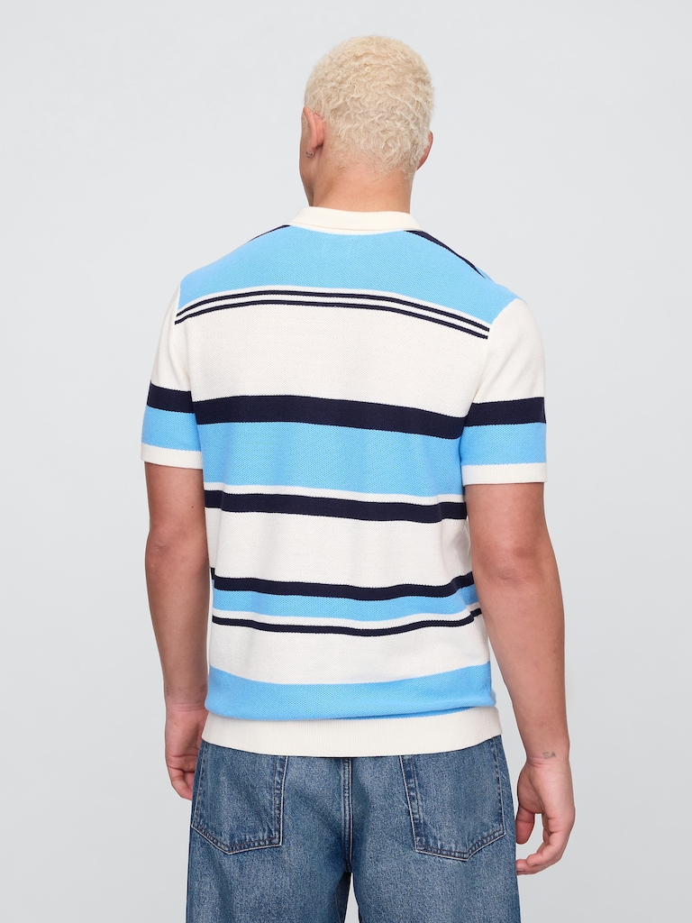 Stripe Sweater Polo Shirt