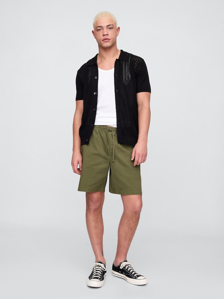 Mixed-Stitch Crochet Vacay Shirt in Standard Fit