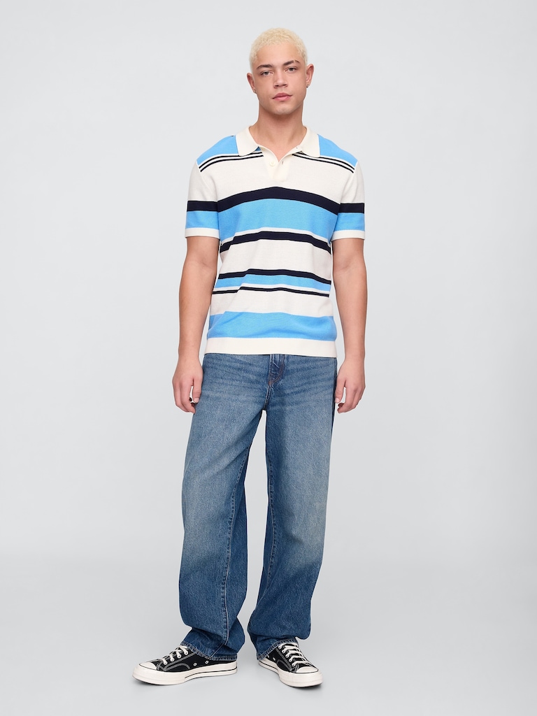 Stripe Sweater Polo Shirt