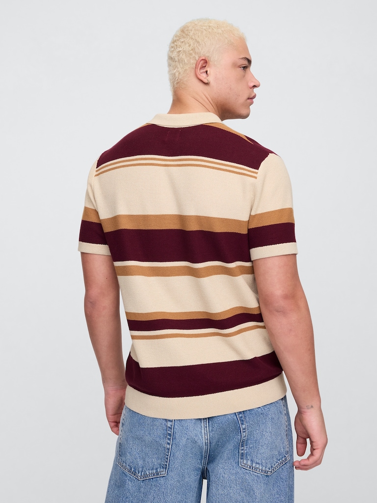 Stripe Sweater Polo Shirt