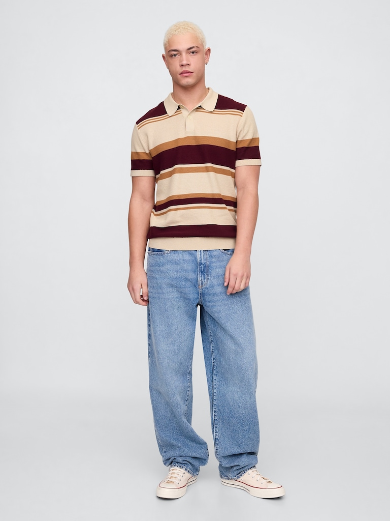 Stripe Sweater Polo Shirt