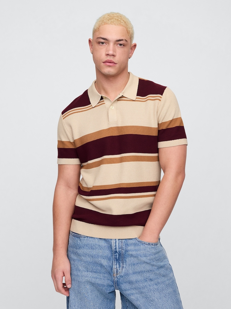 Stripe Sweater Polo Shirt