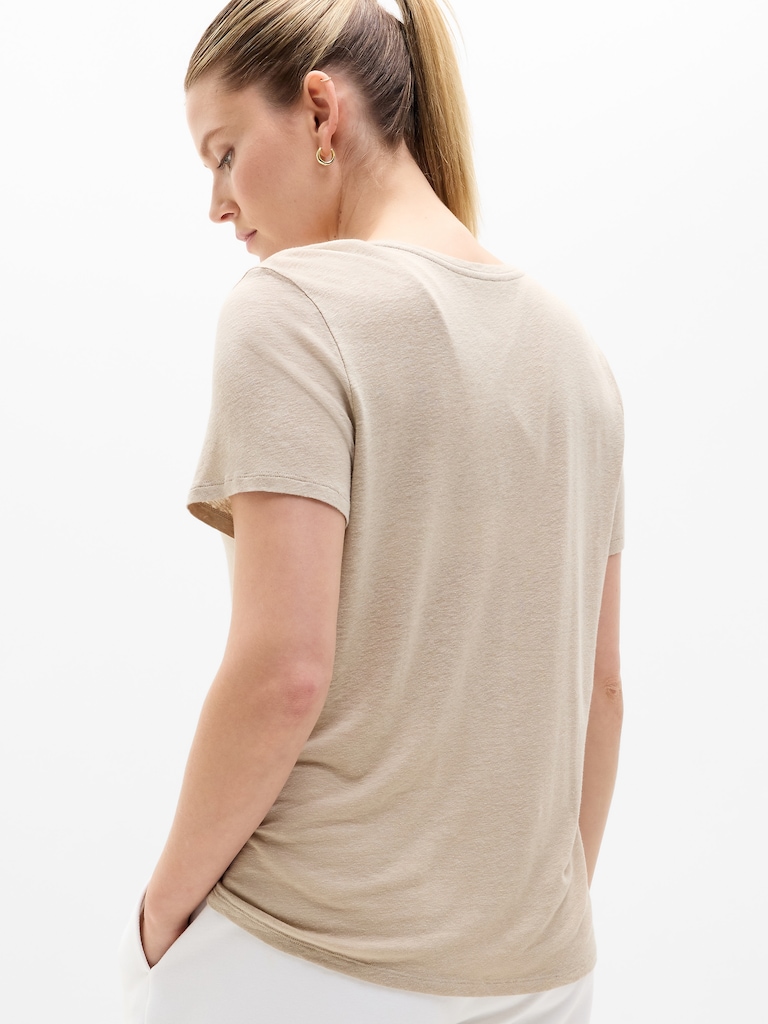 Getaway Linen Blend V-Neck Tee
