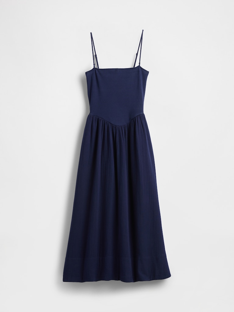 Cotton Gauze Mixed Media Maxi Dress