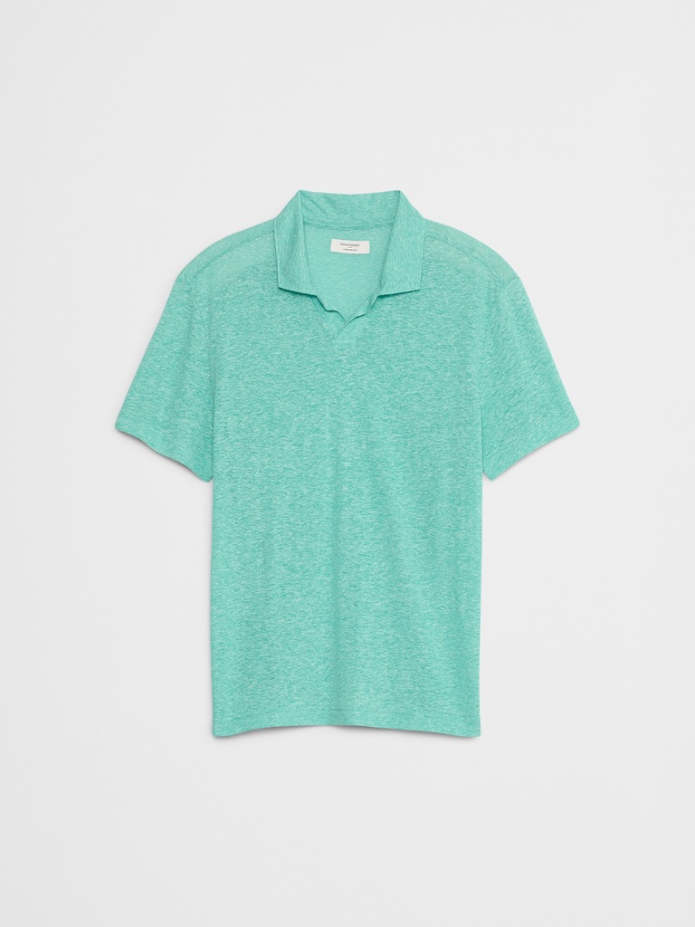 Linen-Blend Johnny Collar Polo