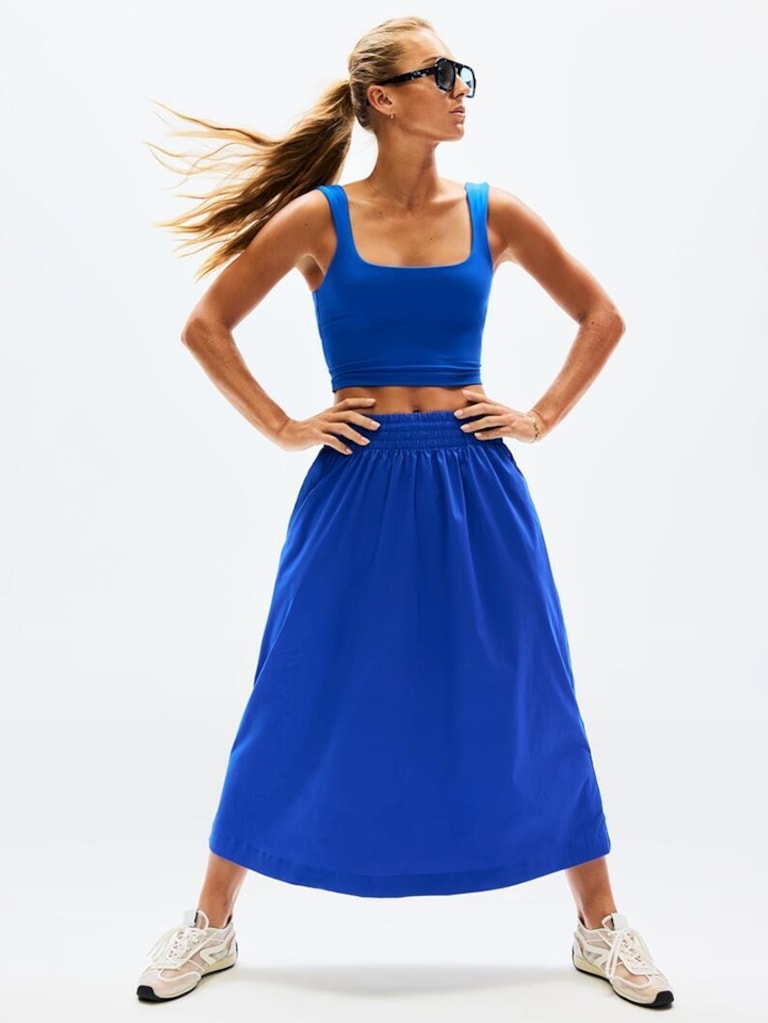 Midday Mid Rise Midi Poplin Skirt