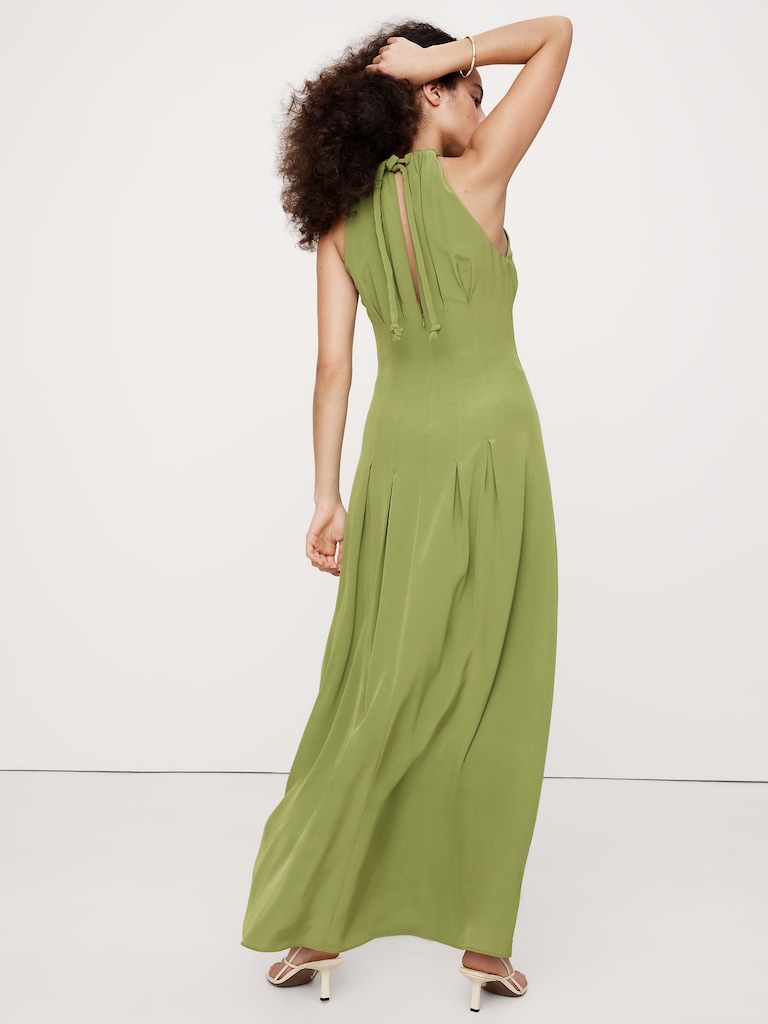 Matte Silk Halter Maxi Dress